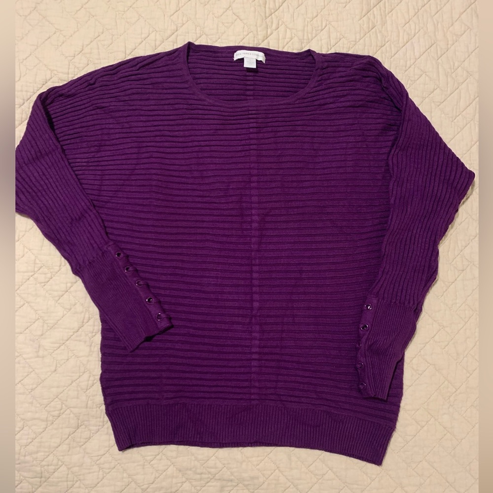 Purple ribbed sweater. Size small.